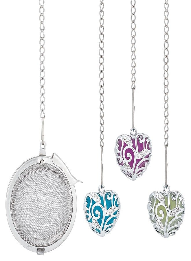 UNICRAFTALE 6Pcs Loose Tea Infuser Stainless Steel Loose Leaf Tea Ball Mesh Tea Strainer with Crystal Rhinestone Pendants and Heart Luminous Stone for Brew Tea, Spices & Seasoning - Image 1