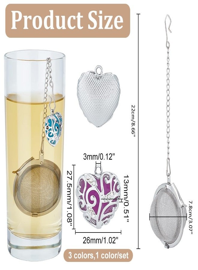 UNICRAFTALE 6Pcs Loose Tea Infuser Stainless Steel Loose Leaf Tea Ball Mesh Tea Strainer with Crystal Rhinestone Pendants and Heart Luminous Stone for Brew Tea, Spices & Seasoning - Image 2
