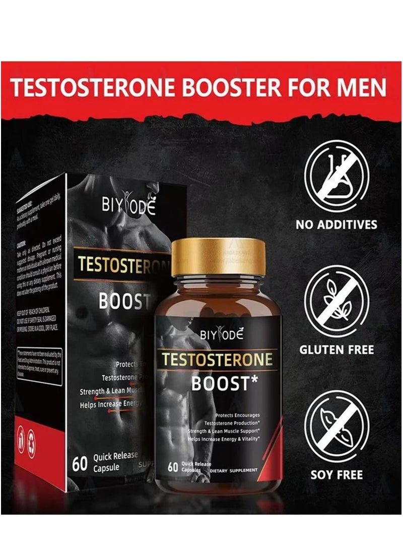 BIYODE Testosterone booster for men Supplement For Men Boost Energy Increase Stamina Enhance Vitality And Performance Daily Workout Supplements for Men 60 Pills - Image 2