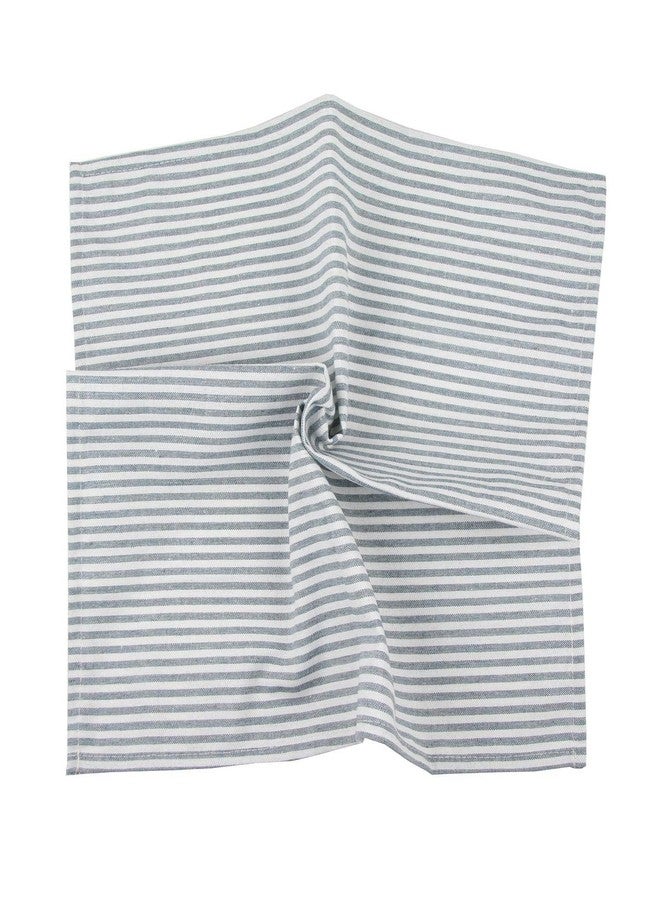 INFEI Plain Striped Cotton Linen Blended Dinner Cloth Napkins - Set of 12 (17 x 17 inches) - for Events & Home Use (Ocean) - Image 3