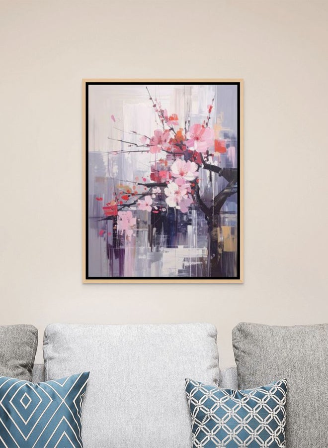 Art Decor Framed Canvas Portrait Print of Abstract Pink Blossom Branches Modern Floral Botanical Artwork Wall Décor for Living Room Bedroom Office Gifting Home Studio Hotels - Image 3