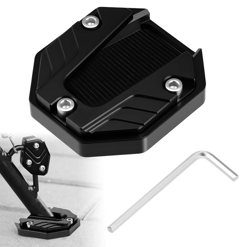 HABNVUON Motorcycle Kickstand Pad Motorcycle Stand Pad Aluminum Alloy Side Stand Foot Extension Support Plate Motorcycle Parking Foot Plate Support Accessory for Snow Slippery Road Black - Image 3