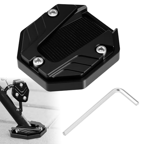 HABNVUON Motorcycle Kickstand Pad Motorcycle Stand Pad Aluminum Alloy Side Stand Foot Extension Support Plate Motorcycle Parking Foot Plate Support Accessory for Snow Slippery Road Black - Image 1