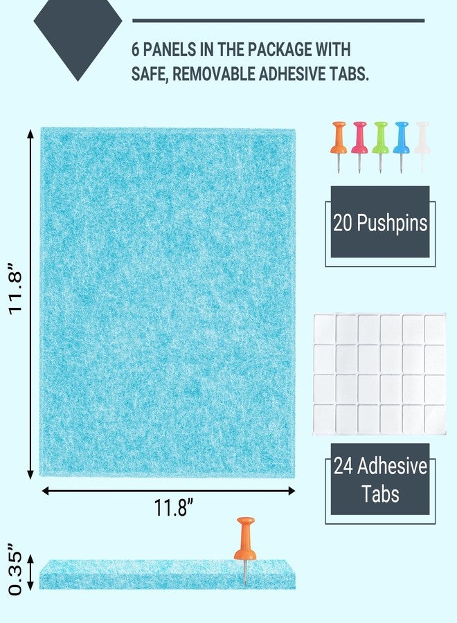 AKTOP Cork Board Bulletin Board 24"x36", 6 Pack Removable Felt Cork Board Tiles for Wall, Large Corkboard Notice Pin Board for Office, School & Home,24 Safe Adhesive Tabs, 20 Push Pins, Baby Blue - Image 4