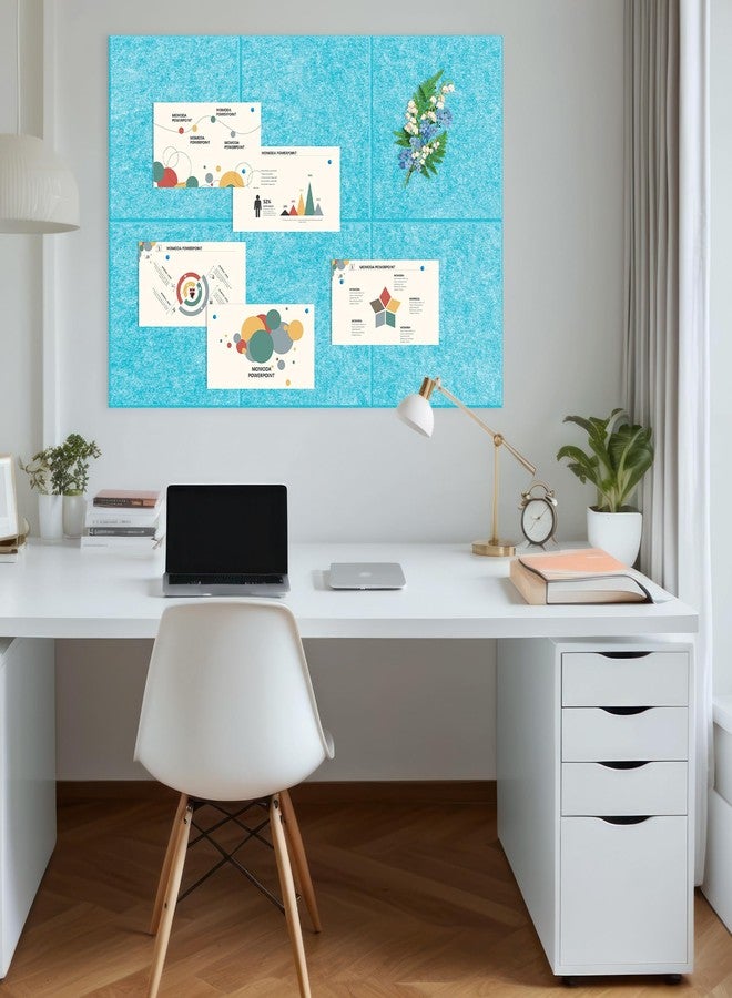 AKTOP Cork Board Bulletin Board 24"x36", 6 Pack Removable Felt Cork Board Tiles for Wall, Large Corkboard Notice Pin Board for Office, School & Home,24 Safe Adhesive Tabs, 20 Push Pins, Baby Blue - Image 2