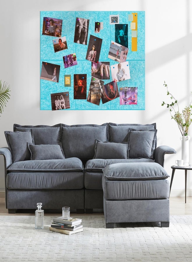 AKTOP Cork Board Bulletin Board 24"x36", 6 Pack Removable Felt Cork Board Tiles for Wall, Large Corkboard Notice Pin Board for Office, School & Home,24 Safe Adhesive Tabs, 20 Push Pins, Baby Blue - Image 3