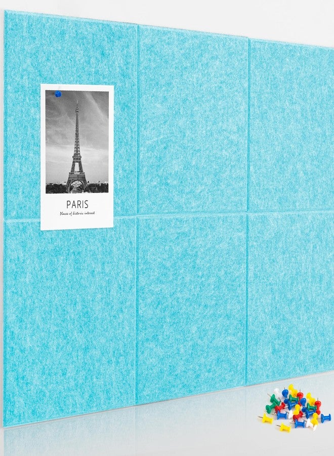 AKTOP Cork Board Bulletin Board 24"x36", 6 Pack Removable Felt Cork Board Tiles for Wall, Large Corkboard Notice Pin Board for Office, School & Home,24 Safe Adhesive Tabs, 20 Push Pins, Baby Blue - Image 1