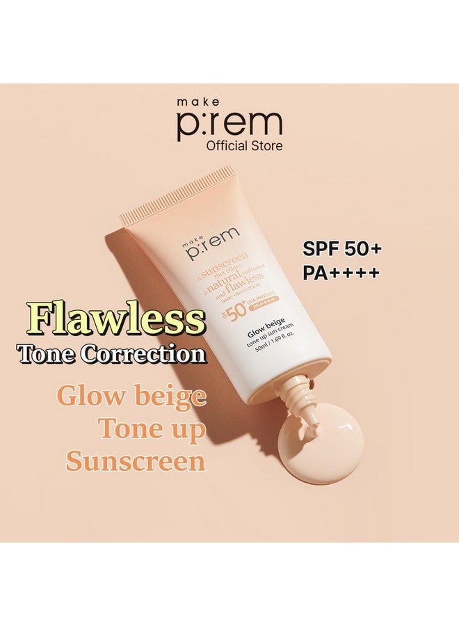 MAKEP:REM MAKE P:REM Glow Beige Tone Up Sunscreen, Foundation-Free Mineral Sunscreen, Skin Tone Correction, Lightweight, Korean Sunscreen, Korean Skin Care, SPF 50, 1.69 Fl. Oz. 50ml - Image 2
