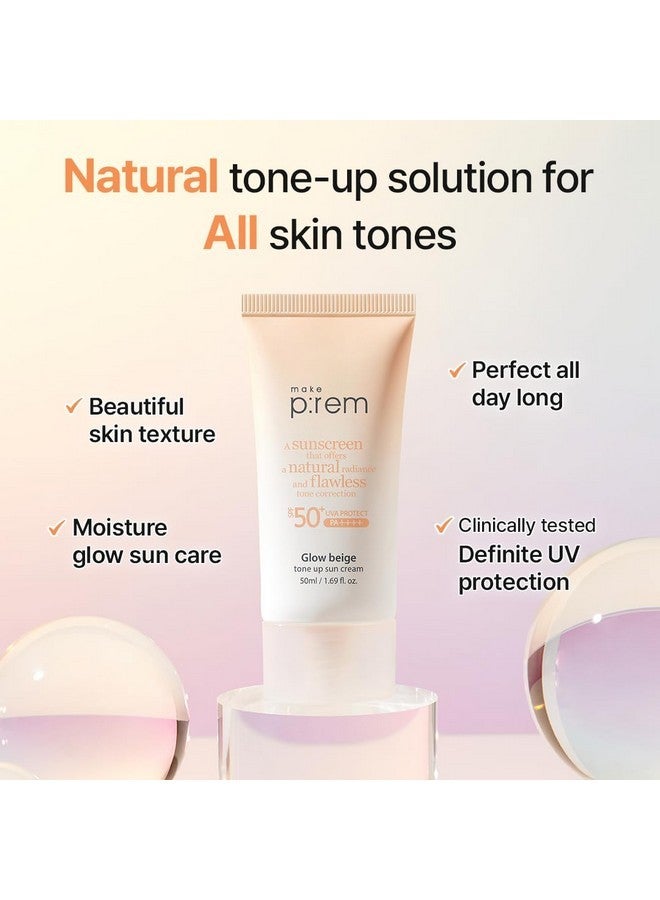 MAKEP:REM MAKE P:REM Glow Beige Tone Up Sunscreen, Foundation-Free Mineral Sunscreen, Skin Tone Correction, Lightweight, Korean Sunscreen, Korean Skin Care, SPF 50, 1.69 Fl. Oz. 50ml - Image 3