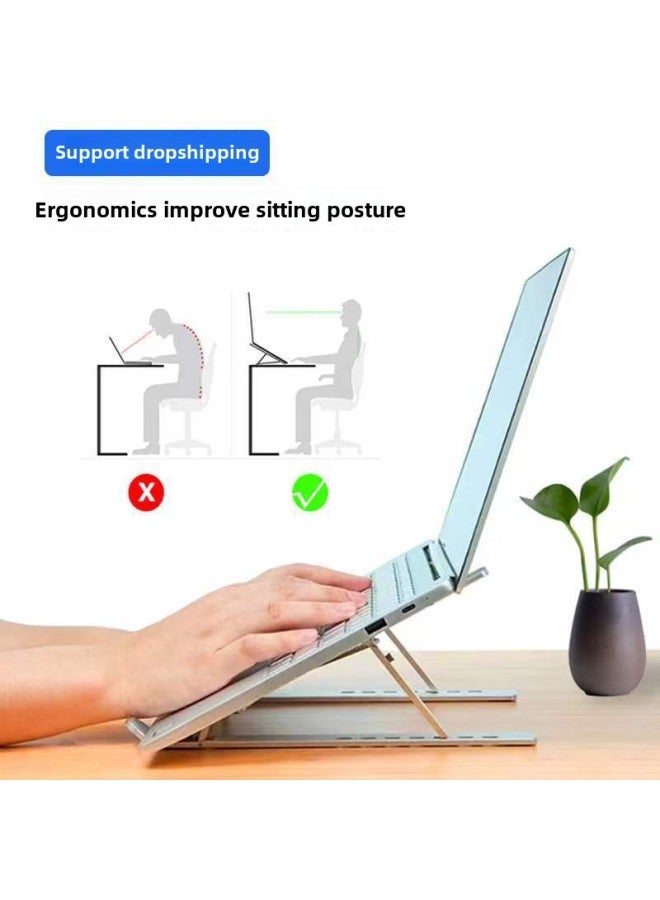 Aluminum Alloy Laptop Bracket Folding Heat Dissipation Heightening Bracket Portable Storage Lifting Laptop Bracket-Color:Black Aluminum Alloy -18 Inch-with Storage Bag - Image 4