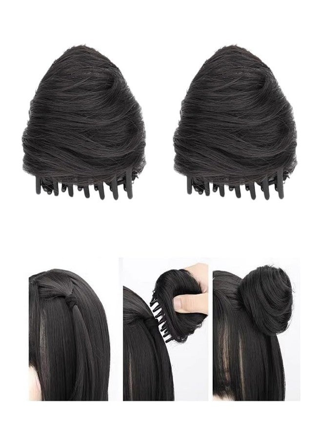 QUUPY 2Pcs Cat Ears Hair Donut Chignon Claw Clip Hair Bun Space Bun Cat Ears Bun Hair Extensions Hair Bun Claw Clip Accessory Ponytail Hairpieces for Women and Girls - Image 4