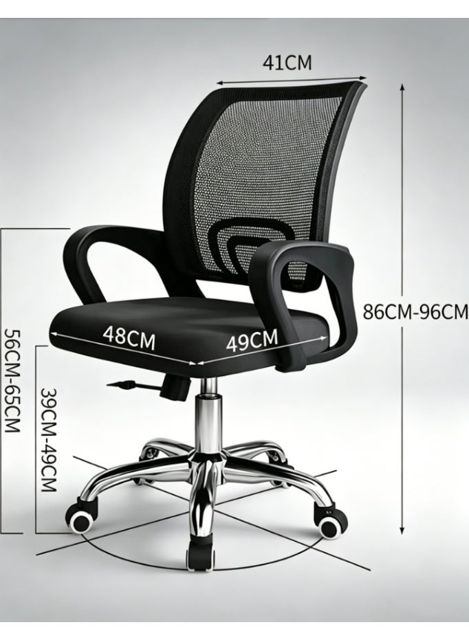CityRiya-Long Heavy Duty Mesh Office Chair with Sturdy Chrome Base, Ergonomic Lumbar Support Height Adjustable Swivel Task Chair with Quiet Casters for Office Desk (BGY-002) - Image 3