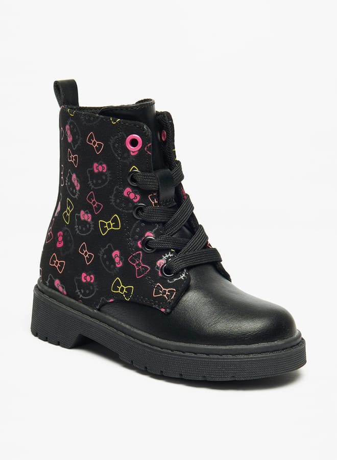 Hello Kitty Girls Printed Low Ankle Boots With Zip Closure - Image 1