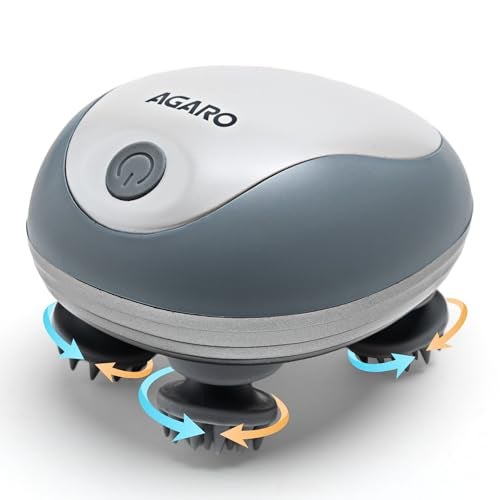 AGARO Scalp Massager, Stress Relief & Relaxation, Handheld & Portable, Rechargeable Electric Head Kneading Massager, 3 Speed Modes, Head Scratcher Massager for Hair Growth, Deep Clean, SM3675, White - Image 1