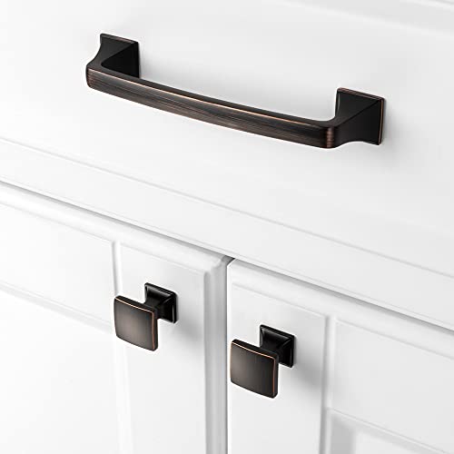 KOOFIZO 20 Pack Oil Rubbed Bronze Cabinet Knobs Rubbed Bronze Drawer Knobs K09 Square Single Hole Cabinet Pulls for Cabinets Drawers Dresser Cupboard Bedroom Closet Bathroom Vanity - Image 4