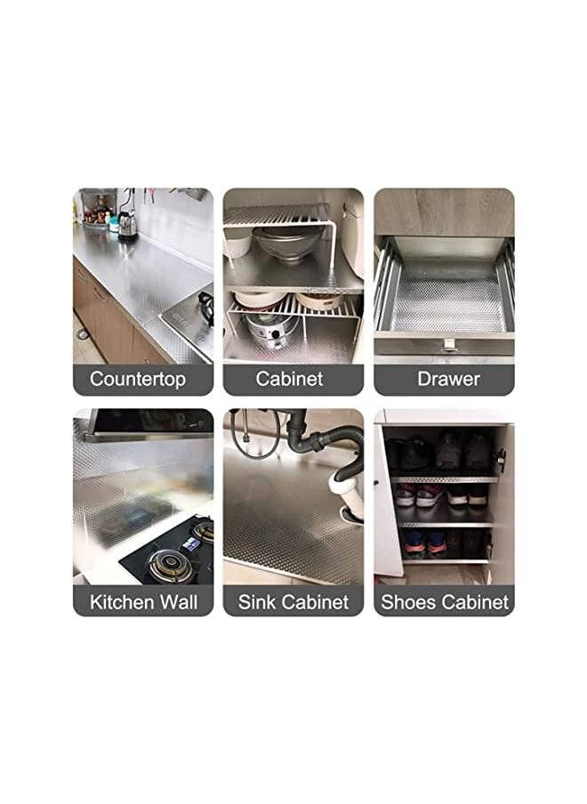 X spring Kitchen Oil Proof Wallpaper Kitchen Stickers Self Adhesive Kitchen Aluminum Foil Stickers Waterproof Kitchen Backsplash Wallpaper Stickers For Kitchen Cupboard Wall Stove 0.4M X 3M  - Image 4