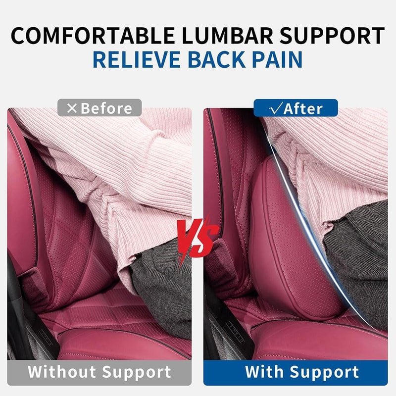 Dapucarin Lumbar Support Pillow for Car Seat, Office Chair Leather Memory Foam Lower Back Cushion for Back Pain Relief Improve Posture, Ergonomic Back Rest for Gaming Chair, Red, 1PC - Image 4