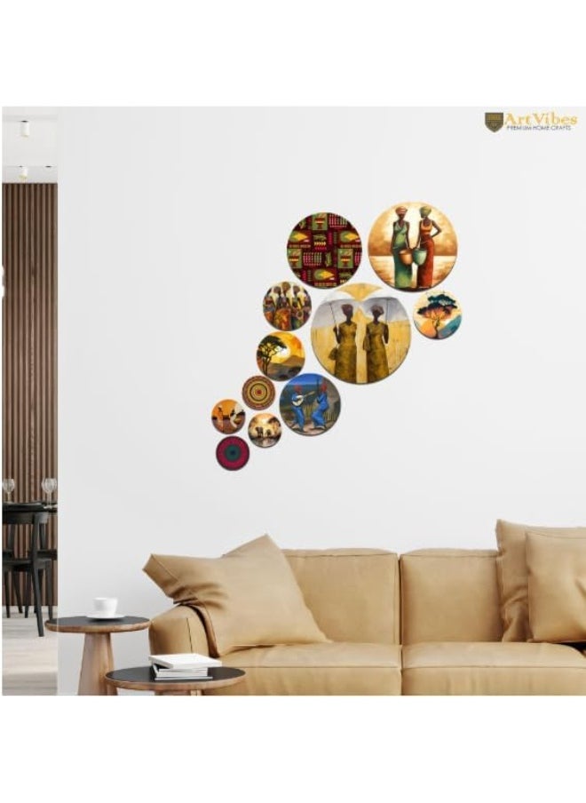 Generic Decorative Wooden Wall Hanging Decoration Item for Home | Office Gift Decor Art Livingroom Bedroom Stylish Modern Artwork Pack of 11 Pieces  - Image 2