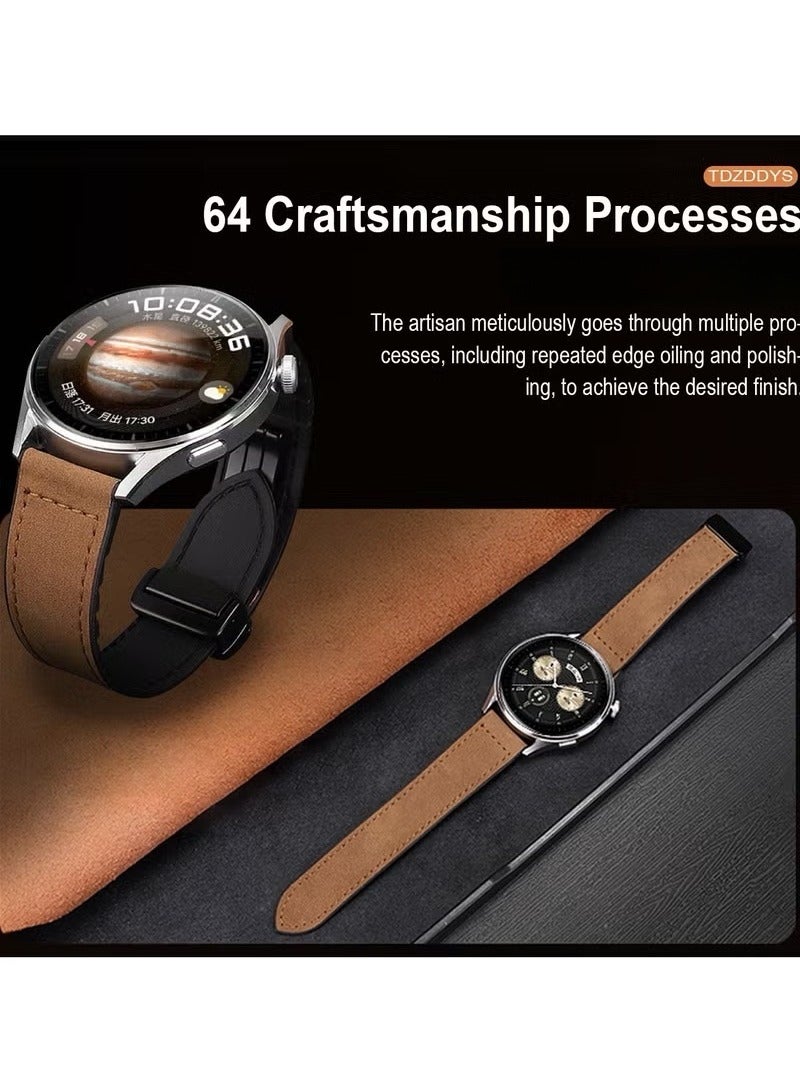 TDZDDYS 22mm Leather Watch Strap with Magnetic Buckle Design, Compatible with Huawei GT3/4 46mm, GT3 Pro, Huawei Watch 3, GT2e, GT2 Pro, GT2 42/46mm, Samsung Galaxy Watch 3 45mm/Gear S3 - Image 3