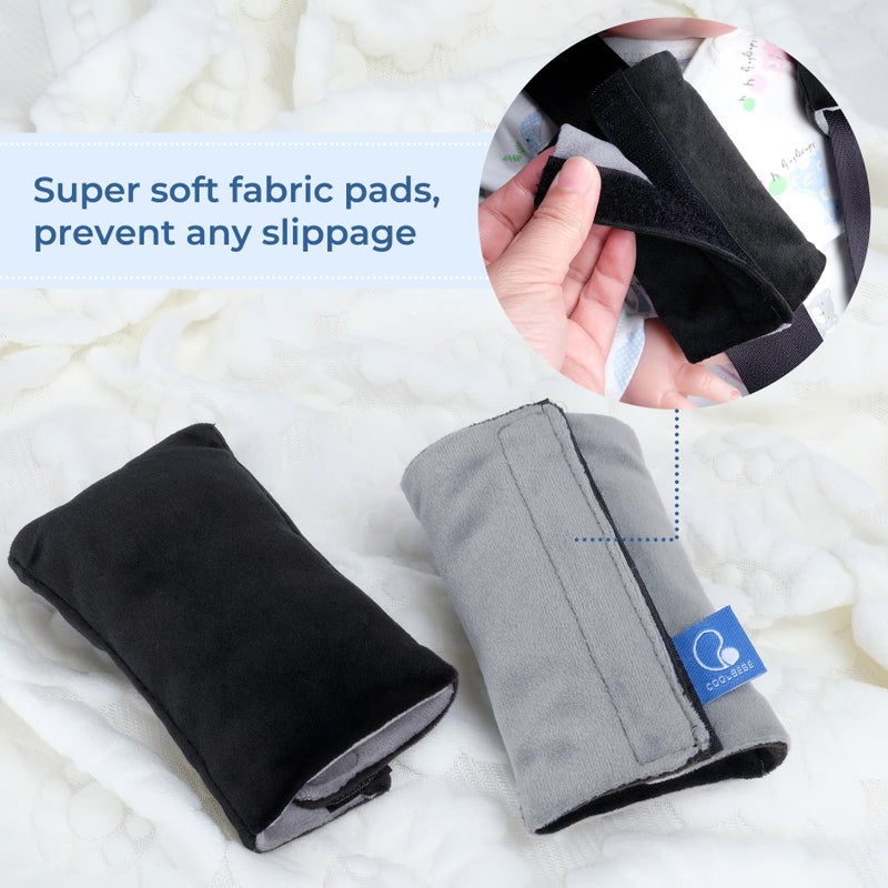 COOLBEBE Car Seat Straps Shoulder Pads for Baby Kids, Super Soft Seat Belt Covers for All Car Seats/Pushchair/Stroller/High Chairï¼ˆBlack/Grey - Image 5