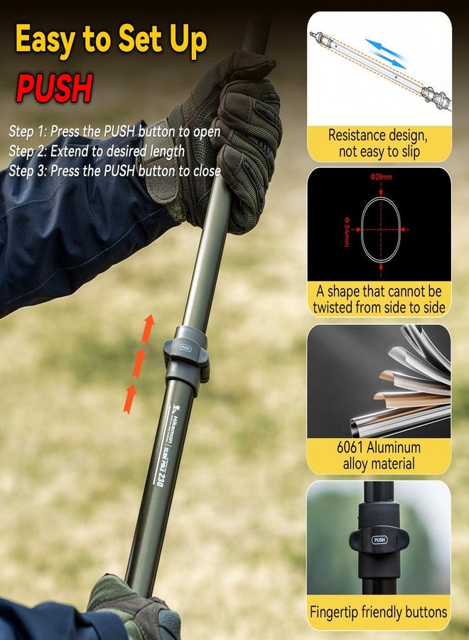 HIKEMAN Tarp Poles-Heavy Duty Aluminum Telescoping Tent Poles - Adjustable Set of 2 for Canopy, Awning and Hiking (2pcs, Army Green) 230cm - Image 4