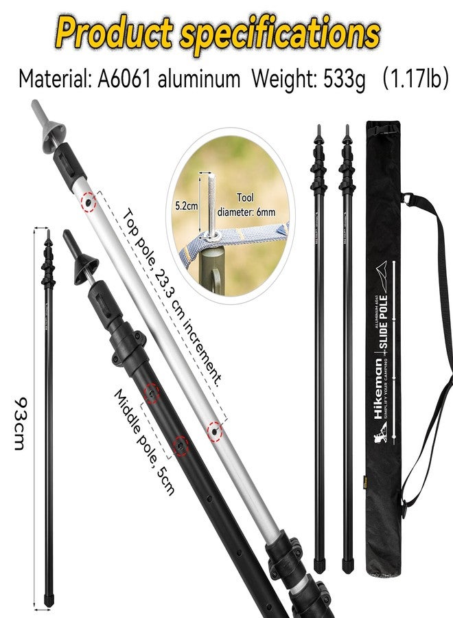 HIKEMAN Tarp Poles-Heavy Duty Aluminum Telescoping Tent Poles - Adjustable Set of 2 for Canopy, Awning and Hiking (2pcs, Army Green) 230cm - Image 5