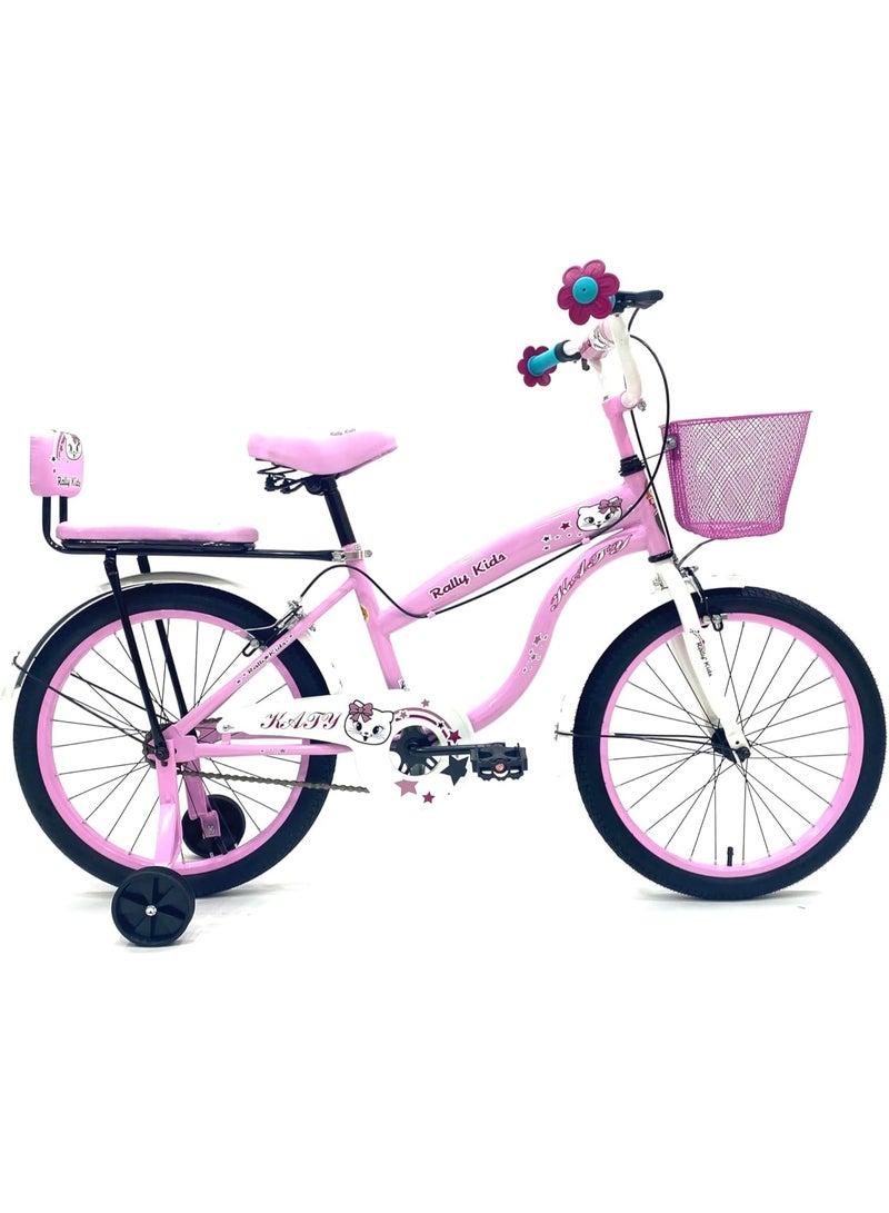 RALLY BICYCLE 20-Inch Kids Bike For Girls | 20-Inch Wheel Size| With Training Wheels |Chain Cover | Basket And Rear Seat | Dark Pink & Black - Image 2