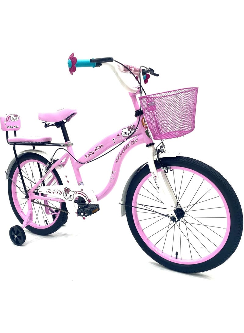 RALLY BICYCLE 20-Inch Kids Bike For Girls | 20-Inch Wheel Size| With Training Wheels |Chain Cover | Basket And Rear Seat | Dark Pink & Black - Image 3