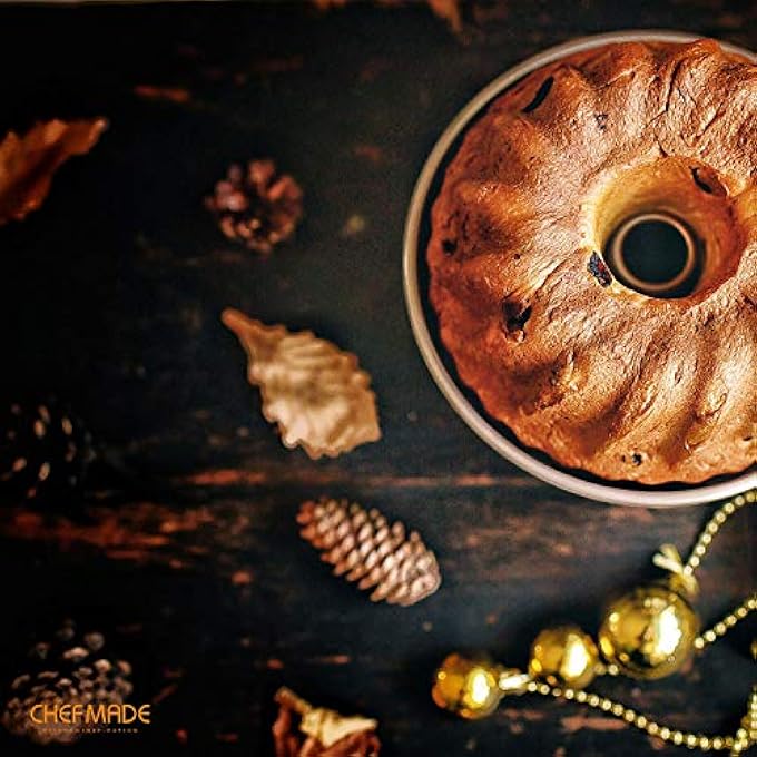 شيف ميد Bundt كعكة Pan 65 بوصة غير لاصقة دوامة على شكل Kugelhopf Bakeware للفرن ووعاء الخبز الفوري الشمبانيا الذهبية - Image 4