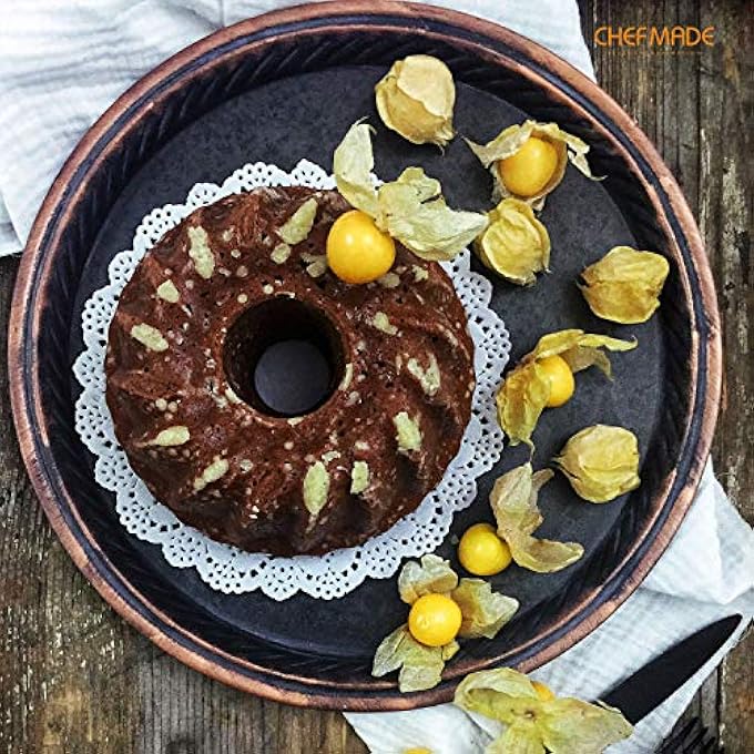شيف ميد Bundt كعكة Pan 65 بوصة غير لاصقة دوامة على شكل Kugelhopf Bakeware للفرن ووعاء الخبز الفوري الشمبانيا الذهبية - Image 5