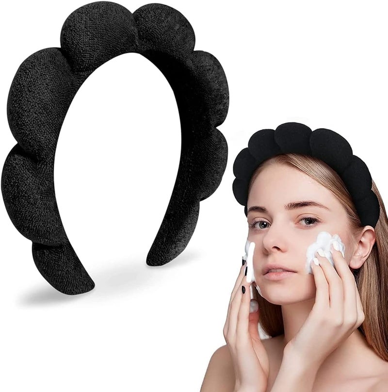 maycreate Organized shipment arrange ® Facial Spa Headband for Women Girls, Soft Sponge Headband for Face Washing, Shower, Makeup Headband Fashion Clouds Hairband Non Slip Hair Hoop Headwear, Black Flexible trendy construction - Image 1