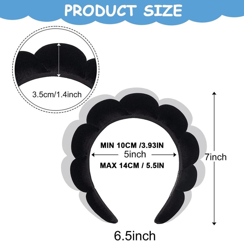 maycreate Organized shipment arrange ® Facial Spa Headband for Women Girls, Soft Sponge Headband for Face Washing, Shower, Makeup Headband Fashion Clouds Hairband Non Slip Hair Hoop Headwear, Black Flexible trendy construction - Image 2