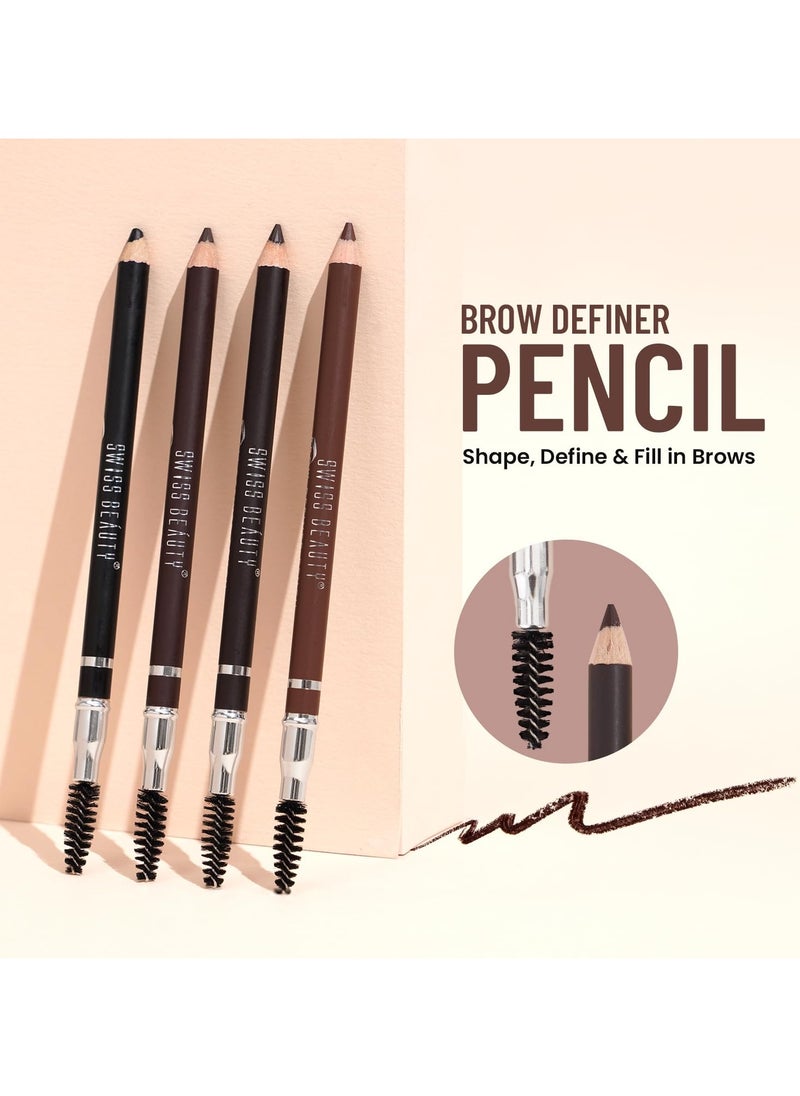 SWISS BEAUTY Eyebrow Definer Pencil With Spoolie | Smudge Proof, Waterproof And Pigmented Eyebrow Pencil |Shade - Deep Brown, 1.5Gm  - Image 2