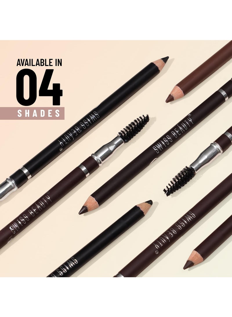 SWISS BEAUTY Eyebrow Definer Pencil With Spoolie | Smudge Proof, Waterproof And Pigmented Eyebrow Pencil |Shade - Deep Brown, 1.5Gm  - Image 4