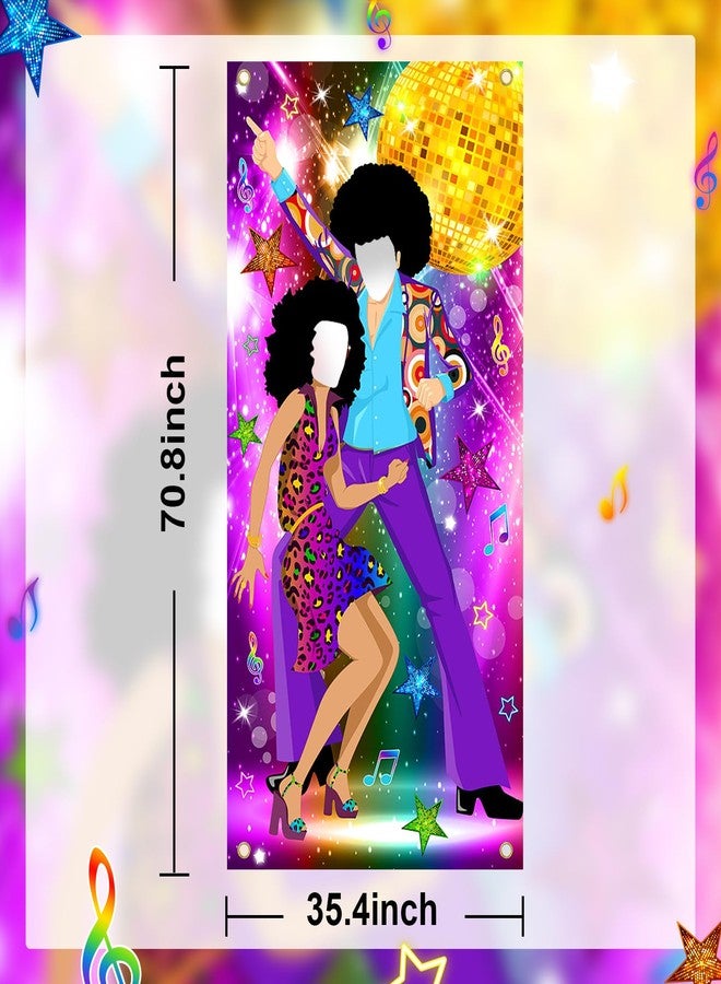 Lecheme Disco Door Banner 3x6 ft 70s Party Decorations 70s Theme Photo Props Disco Party Supplies Face Cutout Photo Background - Image 2