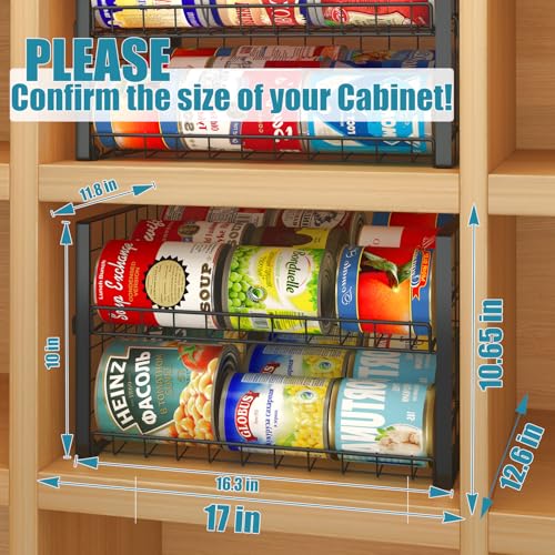 JKsmart 2-Tier Stackable Can Rack Organizer for Pantry, Adjustable Can Dispenser Holds Up to 60 Cans, Can Storage Holder for Various Ounces of Canned Food Soda Drinks, Black, 2 Pack - Image 3