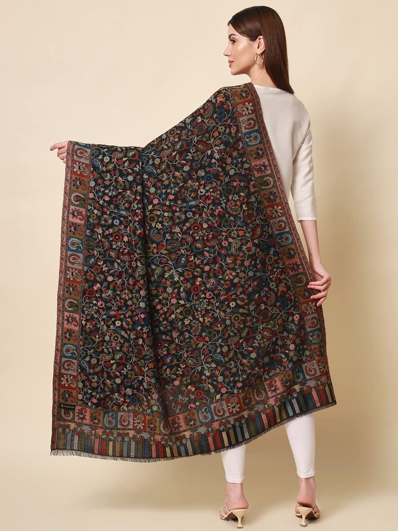 Pashmoda- - Women’s Kaani Wool Blend Shawl, Wrap (Black) - Image 4