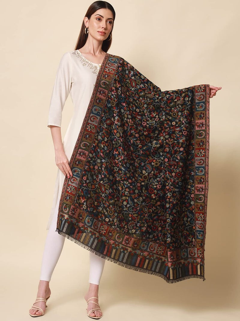 Pashmoda- - Women’s Kaani Wool Blend Shawl, Wrap (Black) - Image 3