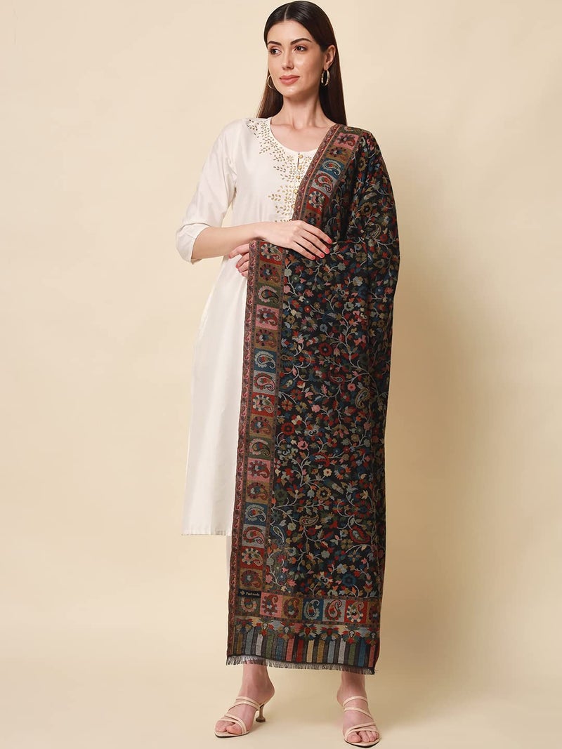 Pashmoda- - Women’s Kaani Wool Blend Shawl, Wrap (Black) - Image 5