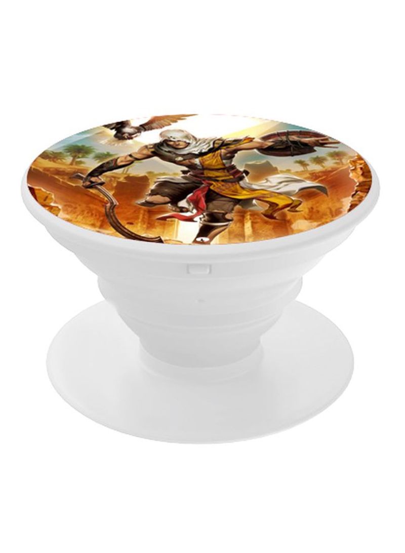 RKN Printed Pop Up Finger Grip Phone Holder White/Brown/Yellow - Image 2