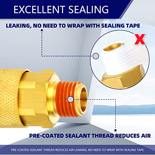 ChillWaves 1/4-Inch Brass Male Industrial Coupler,1/4" NPT Male 6-Ball Quick Connect Air Coupler Air Hose Fittings(12-PACK) - Image 5