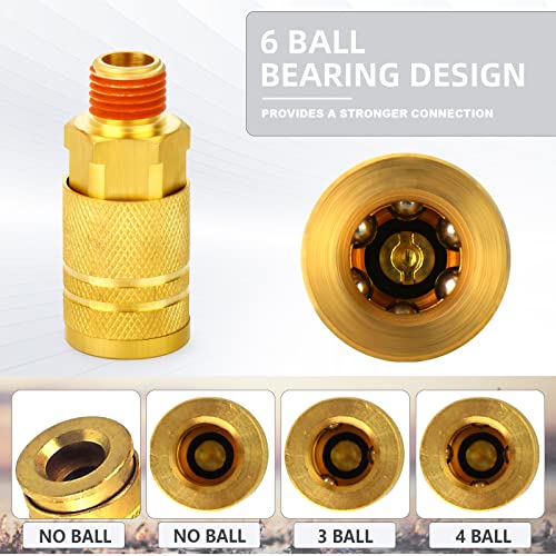 ChillWaves 1/4-Inch Brass Male Industrial Coupler,1/4" NPT Male 6-Ball Quick Connect Air Coupler Air Hose Fittings(12-PACK) - Image 4