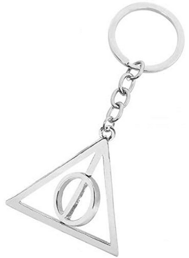 YELLOW CHIMES حامل مفاتيح معدني بشعار مثلث دوار من هاري بوتر من يلو تشايمز للأولاد والبنات - Image 1