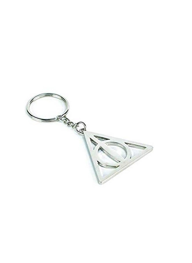 YELLOW CHIMES حامل مفاتيح معدني بشعار مثلث دوار من هاري بوتر من يلو تشايمز للأولاد والبنات - Image 3