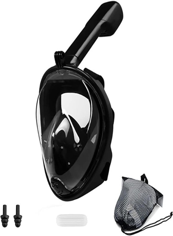 MUGATH Snorkel Mask, 180° View Full Face Snorkel Mask, Foldable Kids Snorkeling Mask, Easy Breathing Snorkeling Mask, Top Swimming Mask with Anti-Fog Anti-Leak Design for Adults and Kids (Black S/M) - Image 1