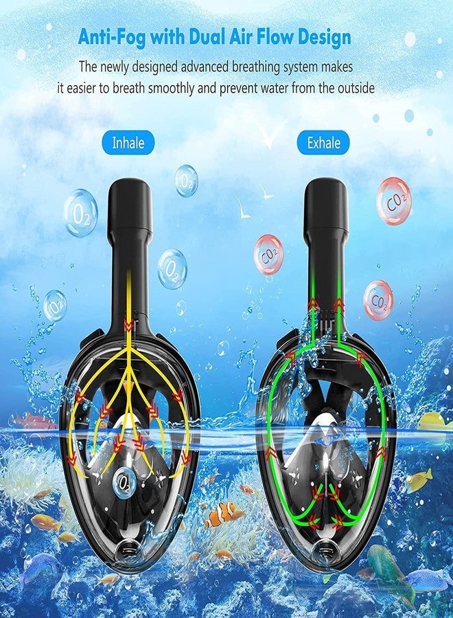 MUGATH Snorkel Mask, 180° View Full Face Snorkel Mask, Foldable Kids Snorkeling Mask, Easy Breathing Snorkeling Mask, Top Swimming Mask with Anti-Fog Anti-Leak Design for Adults and Kids (Black S/M) - Image 4
