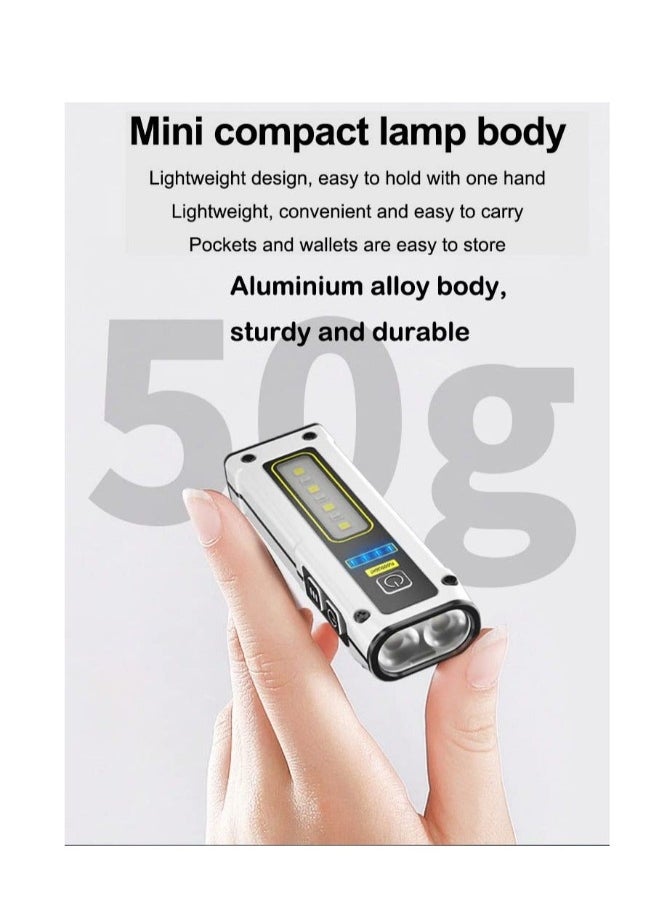 Generic - EDC Mini Flashlight Rechargeable with COB Side Light,1000 Lumens Super Bright Small Portable Tactical Pocket Torch with Power Bank and Magnet for Walking,Hiking,Camping,Emergency (White) - Image 1
