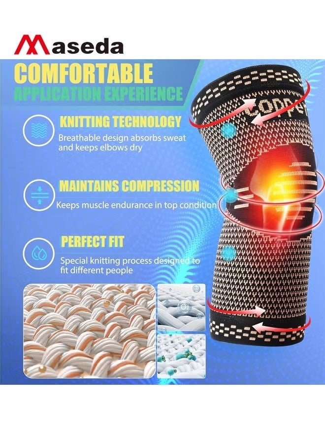 Maseda Copper Elbow Compression Sleeve, 2 Pack Tennis Elbow Brace for Women and Men, Arms Support Sleeve for Tendonitis, Tennis, Golfers and Workout, Allows for Movement, Graded Compression, Greater Comfort (L) - Image 5