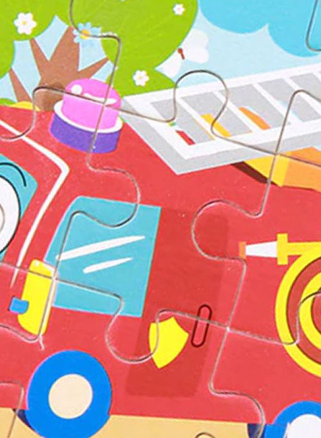 NIBEMINENT Fire Engine Wooden 3D Puzzle 11x11cm - Image 2