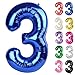 IWERP Metallic Blue Number 3 Balloon 40 Inch 3 Balloon Number 3rd Birthday Decorations Navy Blue Party Supplies for Boys Girls - Image 3